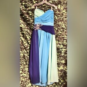 Sweet Heart Neckline Dress Blue Large No Brand